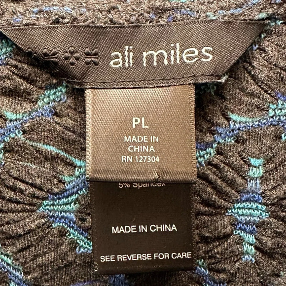 Ali Miles Gray/Blue Cowl Neck Sweater with Textured Knit Size Large Petite - Picture 4 of 8